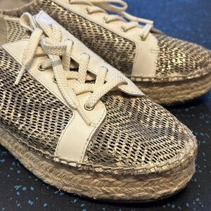 Vince Camuto Metallic and White Espadrilles